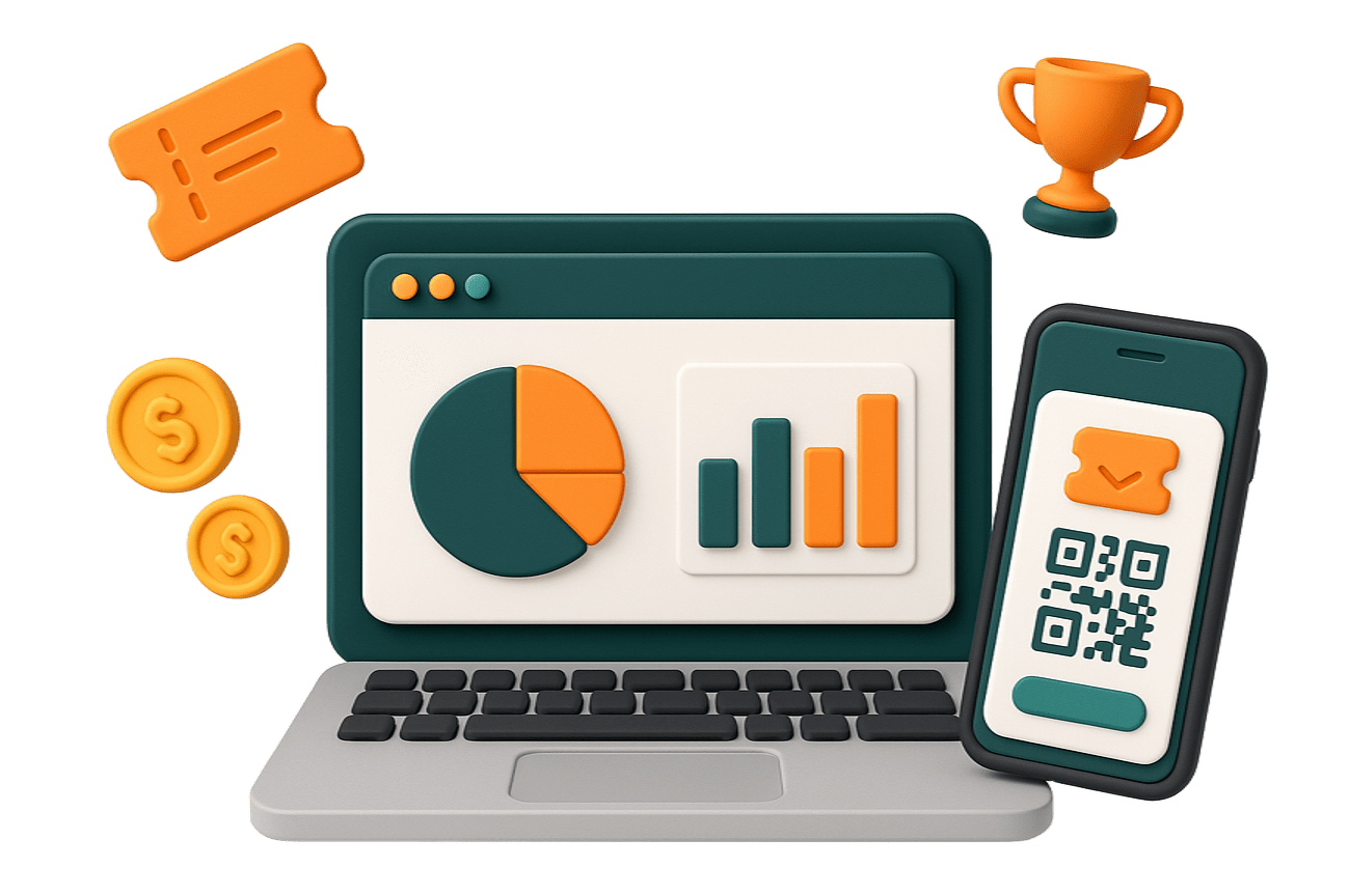 Painel de controle do ValidaCupom em um laptop e celular